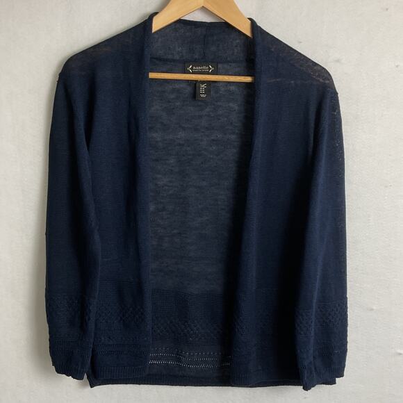 Nanette Lepore Open Front Navy Blue Womens Size M Long Sleeve Cardigan - Picture 2 of 10